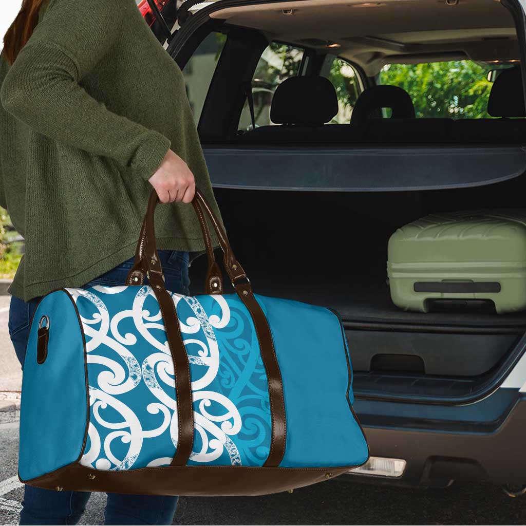 Azure Blue Maori Travel Bag Koru Kowhaiwhai LT7 - Polynesian Pride