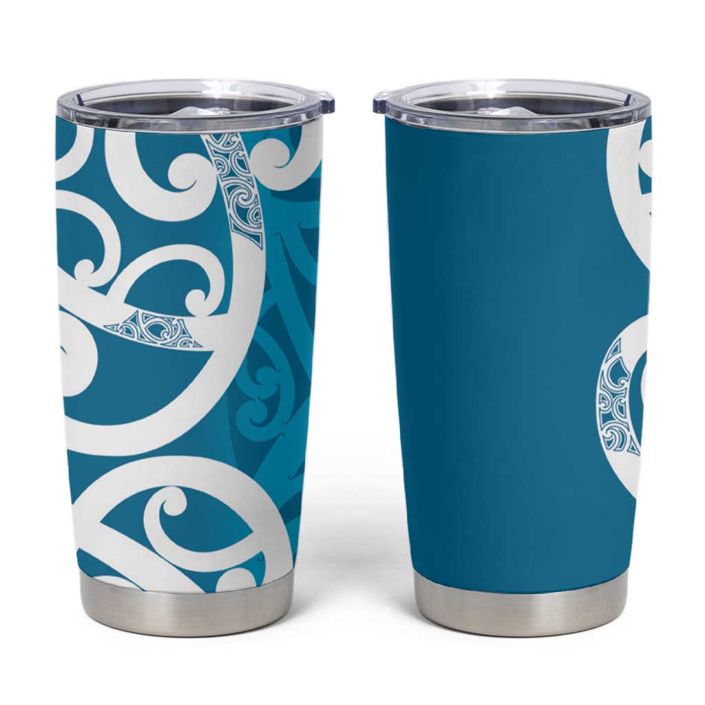 Azure Blue Maori Tumbler Cup Koru Kowhaiwhai LT7 Blue - Polynesian Pride