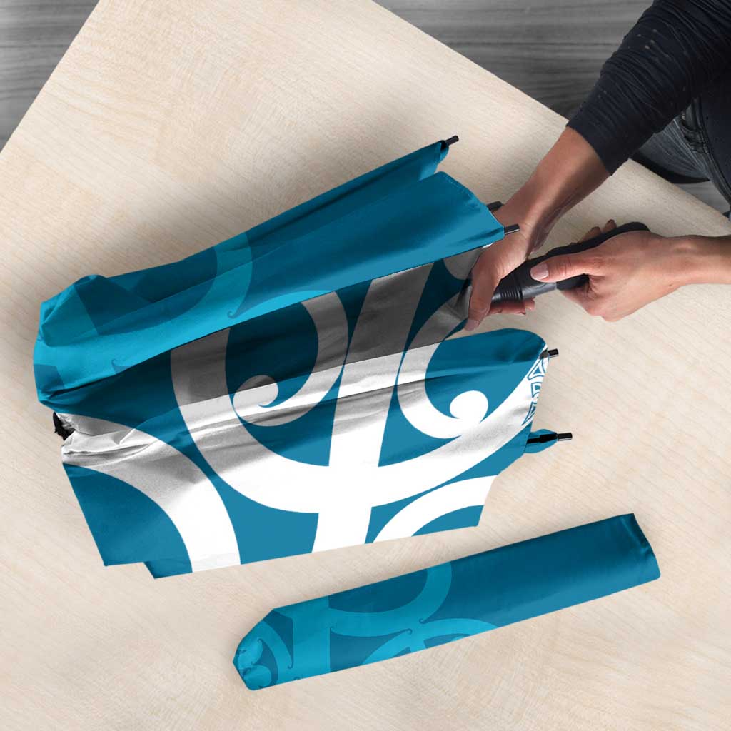Azure Blue Maori Umbrella Koru Kowhaiwhai - Polynesian Pride