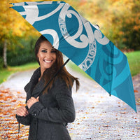 Azure Blue Maori Umbrella Koru Kowhaiwhai - Polynesian Pride
