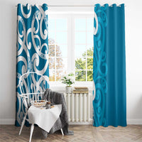 Azure Blue Maori Window Curtain Koru Kowhaiwhai LT7 - Polynesian Pride