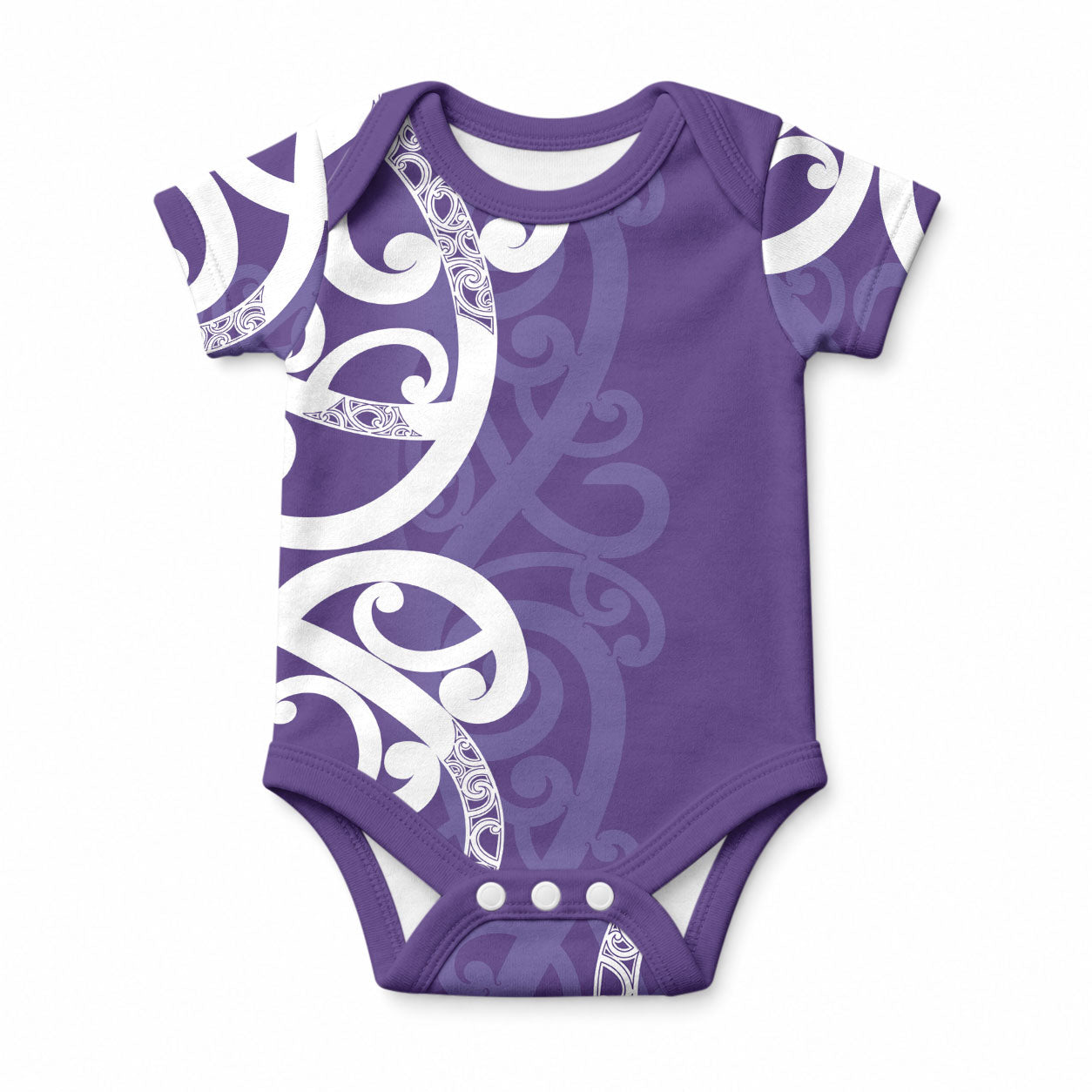 Violet Green Maori Baby Onesie Koru Kowhaiwhai