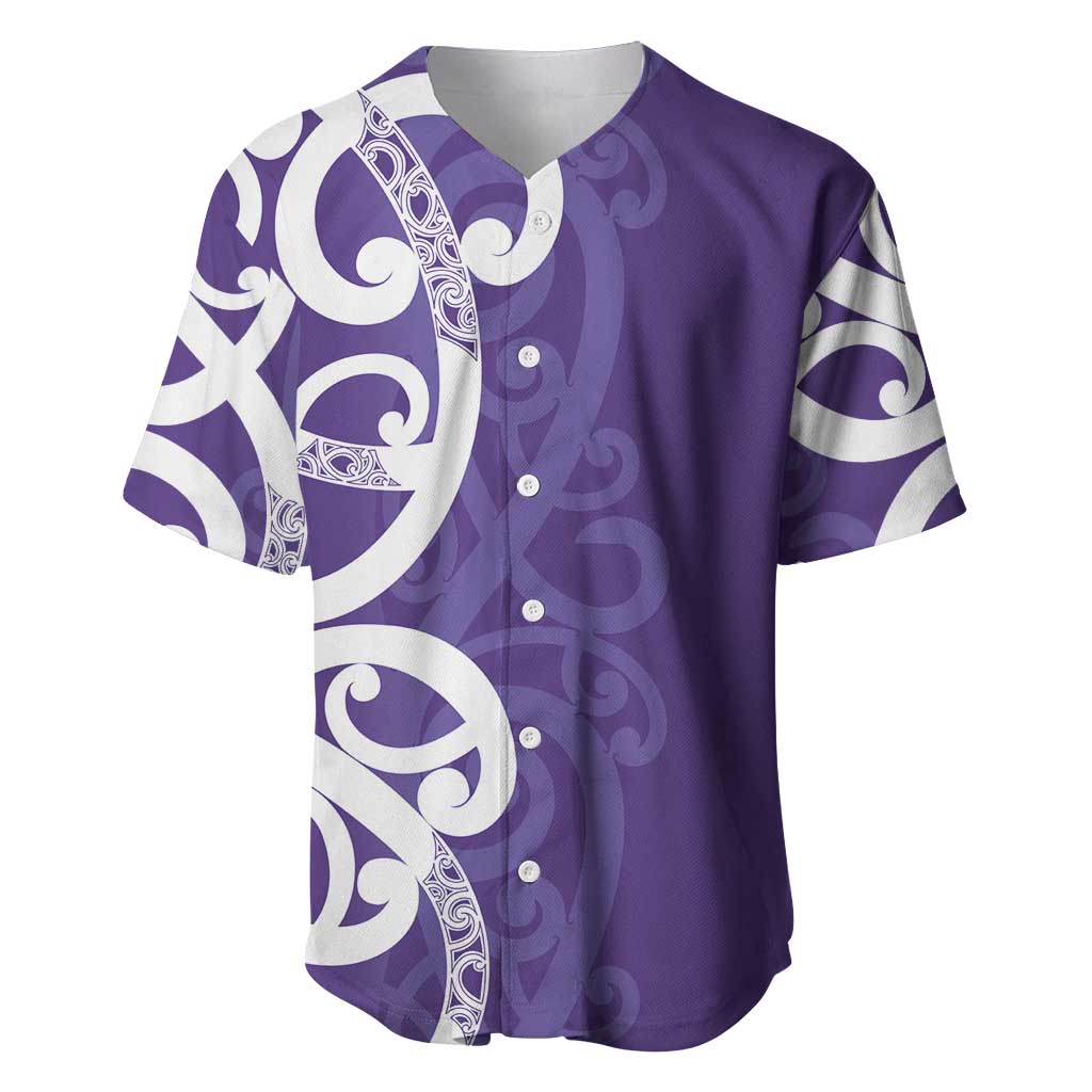 Violet Green Maori Baseball Jersey Koru Kowhaiwhai - Polynesian Pride