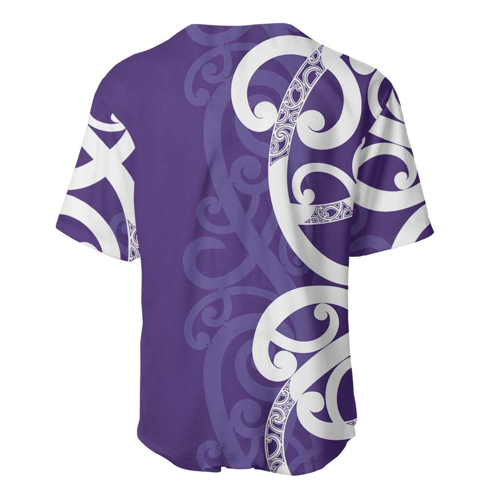 Violet Green Maori Baseball Jersey Koru Kowhaiwhai - Polynesian Pride