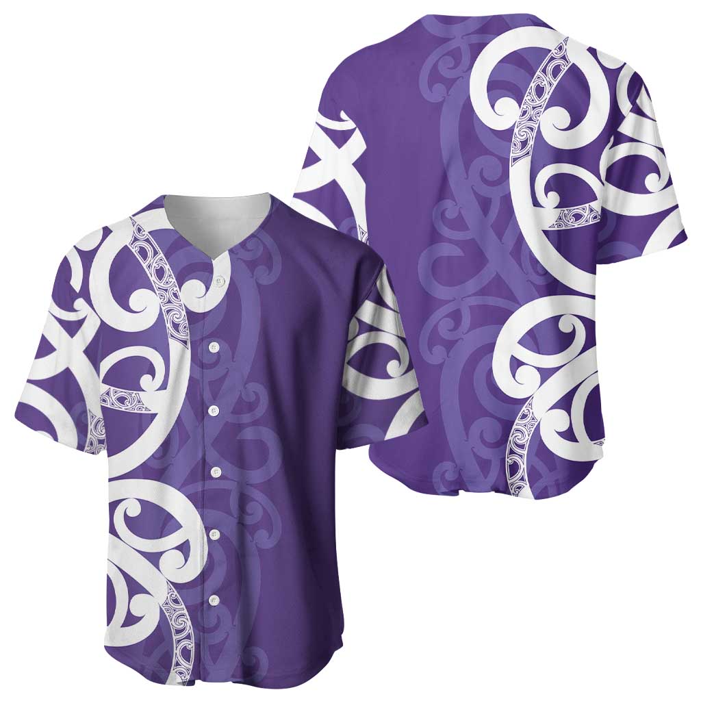 Violet Green Maori Baseball Jersey Koru Kowhaiwhai - Polynesian Pride