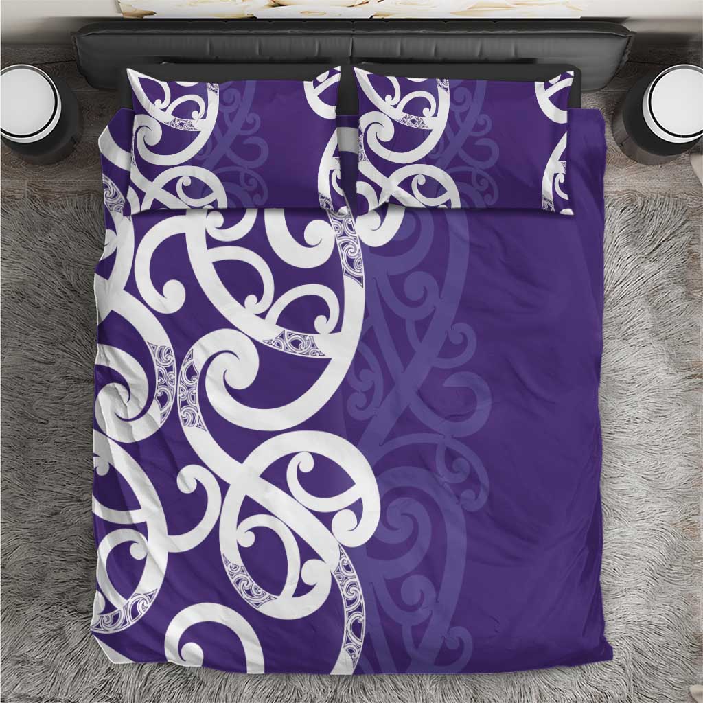 Violet Green Maori Bedding Set Koru Kowhaiwhai - Polynesian Pride