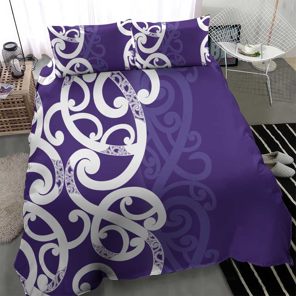 Violet Green Maori Bedding Set Koru Kowhaiwhai - Polynesian Pride