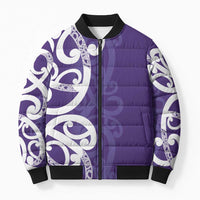 Violet Green Maori Bomber Puffer Jacket Koru Kowhaiwhai - Polynesian Pride