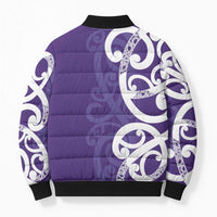 Violet Green Maori Bomber Puffer Jacket Koru Kowhaiwhai - Polynesian Pride