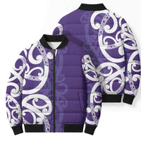 Violet Green Maori Bomber Puffer Jacket Koru Kowhaiwhai - Polynesian Pride