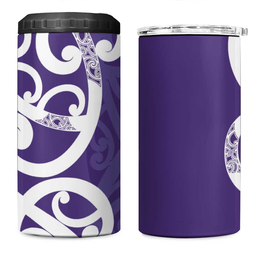 Violet Green Maori 4 in 1 Can Cooler Tumbler Koru Kowhaiwhai - Polynesian Pride