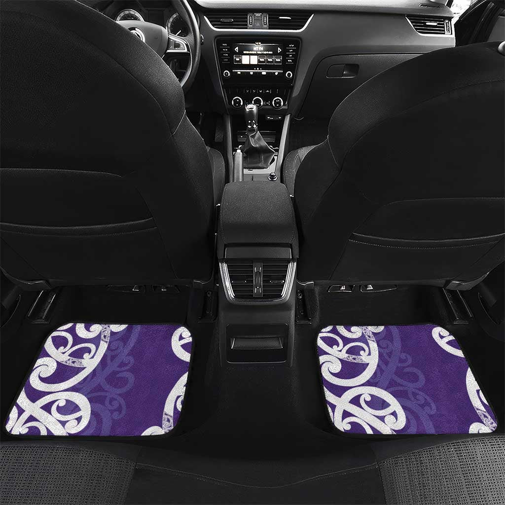 Violet Green Maori Car Mats Koru Kowhaiwhai LT7 Set 2pcs - Back Violet - Polynesian Pride
