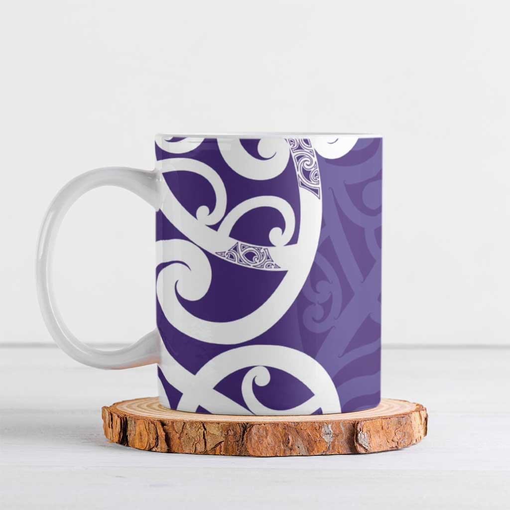 Violet Green Maori Ceramic Mug Koru Kowhaiwhai - Polynesian Pride