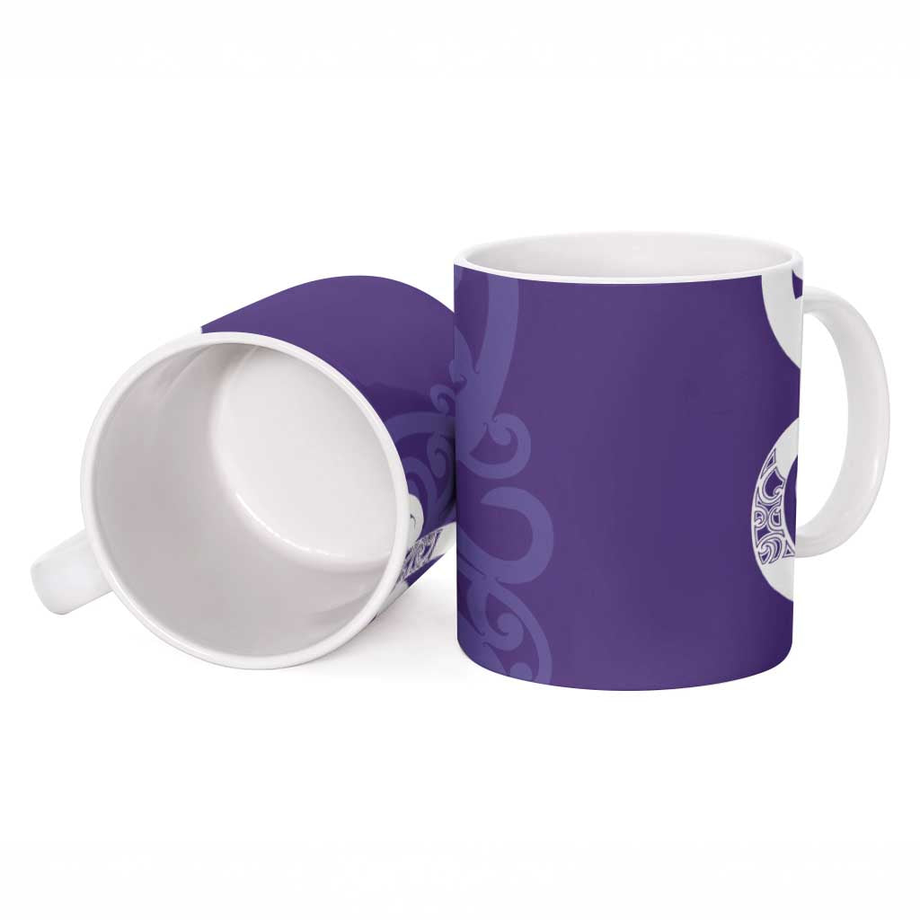 Violet Green Maori Ceramic Mug Koru Kowhaiwhai - Polynesian Pride