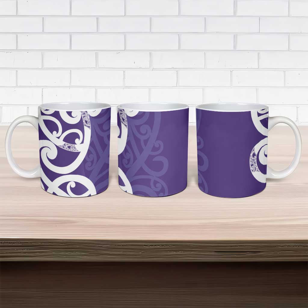 Violet Green Maori Ceramic Mug Koru Kowhaiwhai - Polynesian Pride