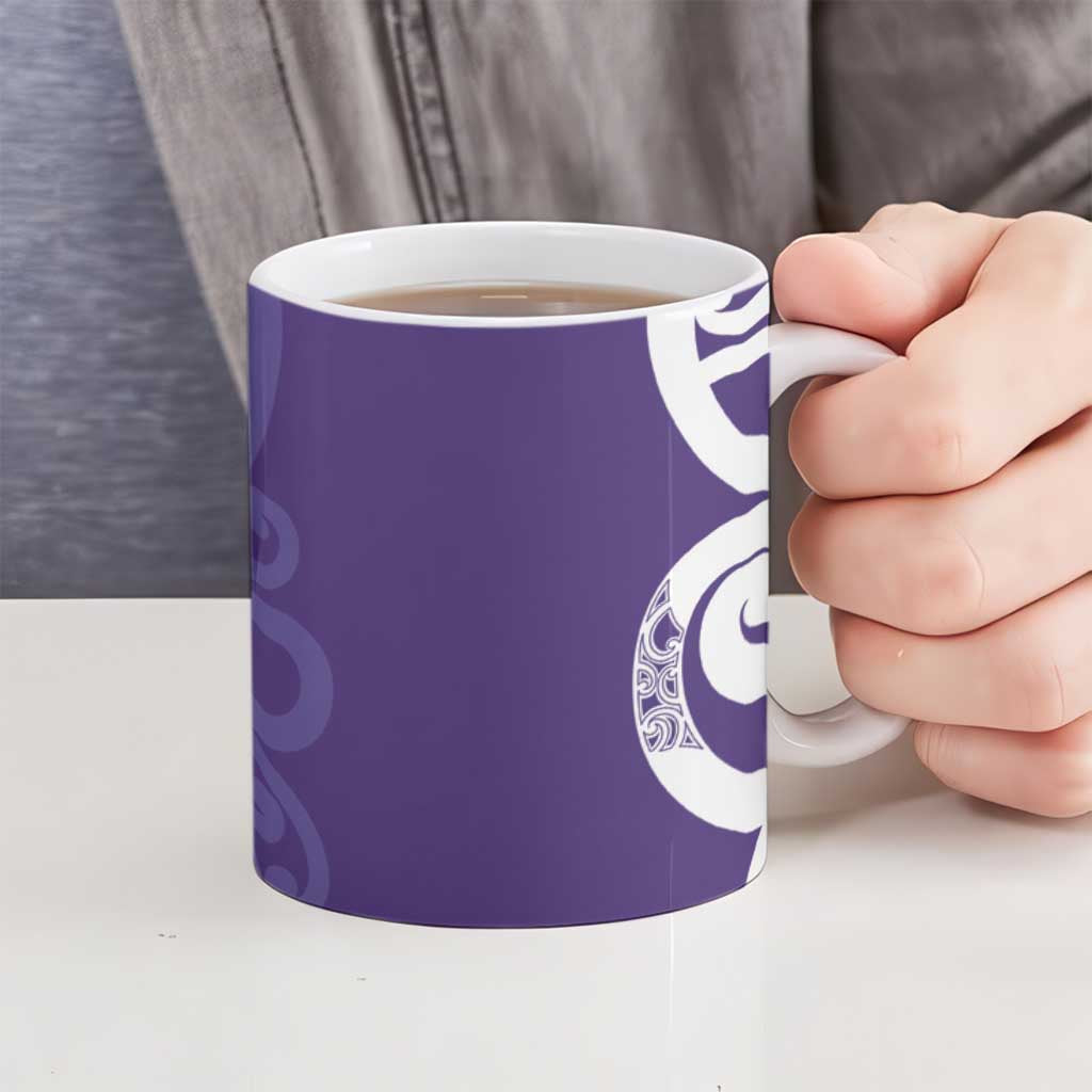 Violet Green Maori Ceramic Mug Koru Kowhaiwhai - Polynesian Pride