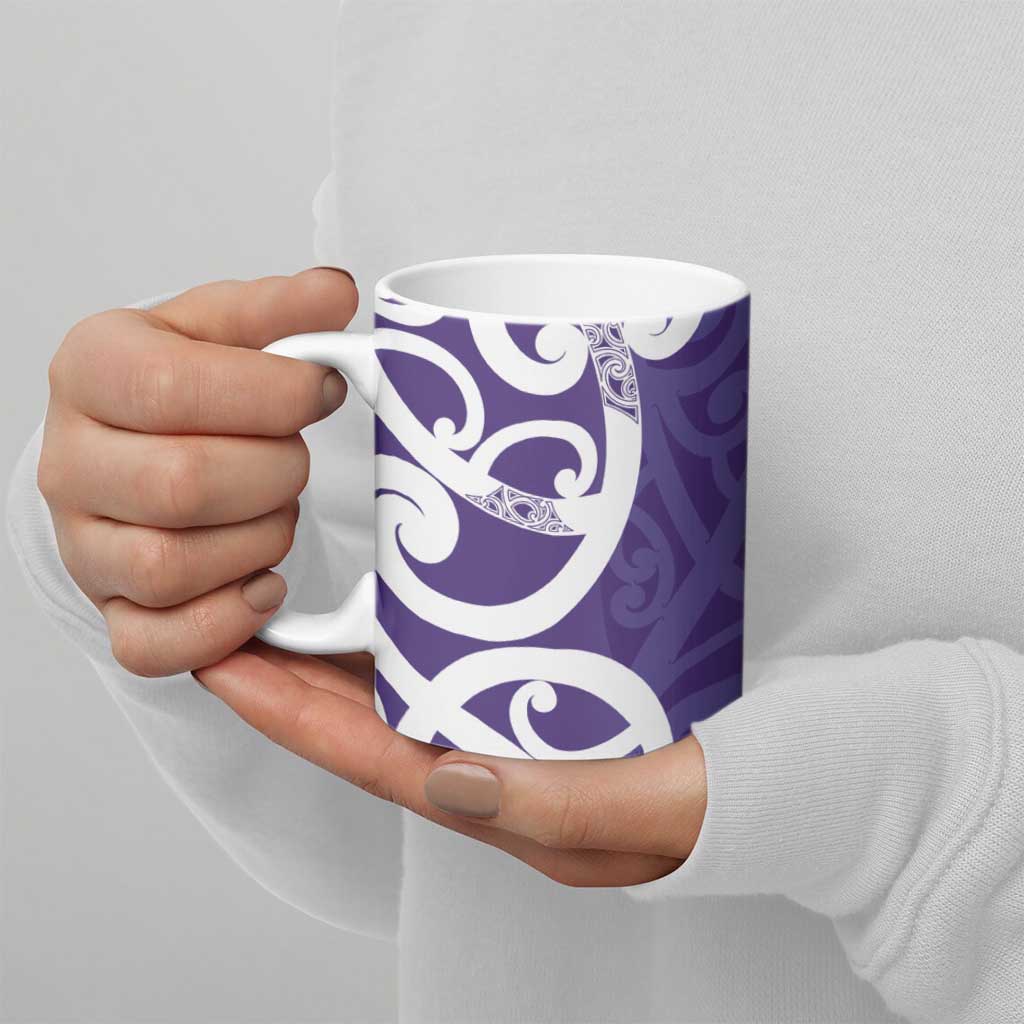 Violet Green Maori Ceramic Mug Koru Kowhaiwhai - Polynesian Pride