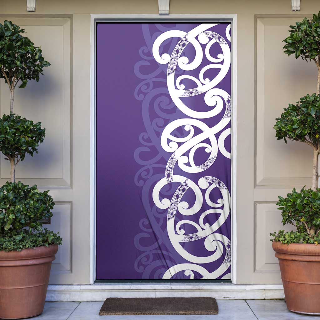 Violet Green Maori Door Cover Koru Kowhaiwhai - Polynesian Pride