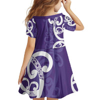Violet Green Maori Family Matching Long Sleeve Bodycon Dress and Hawaiian Shirt Koru Kowhaiwhai LT7 - Polynesian Pride
