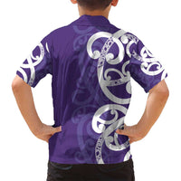Violet Green Maori Family Matching Off Shoulder Short Dress and Hawaiian Shirt Koru Kowhaiwhai LT7 - Polynesian Pride