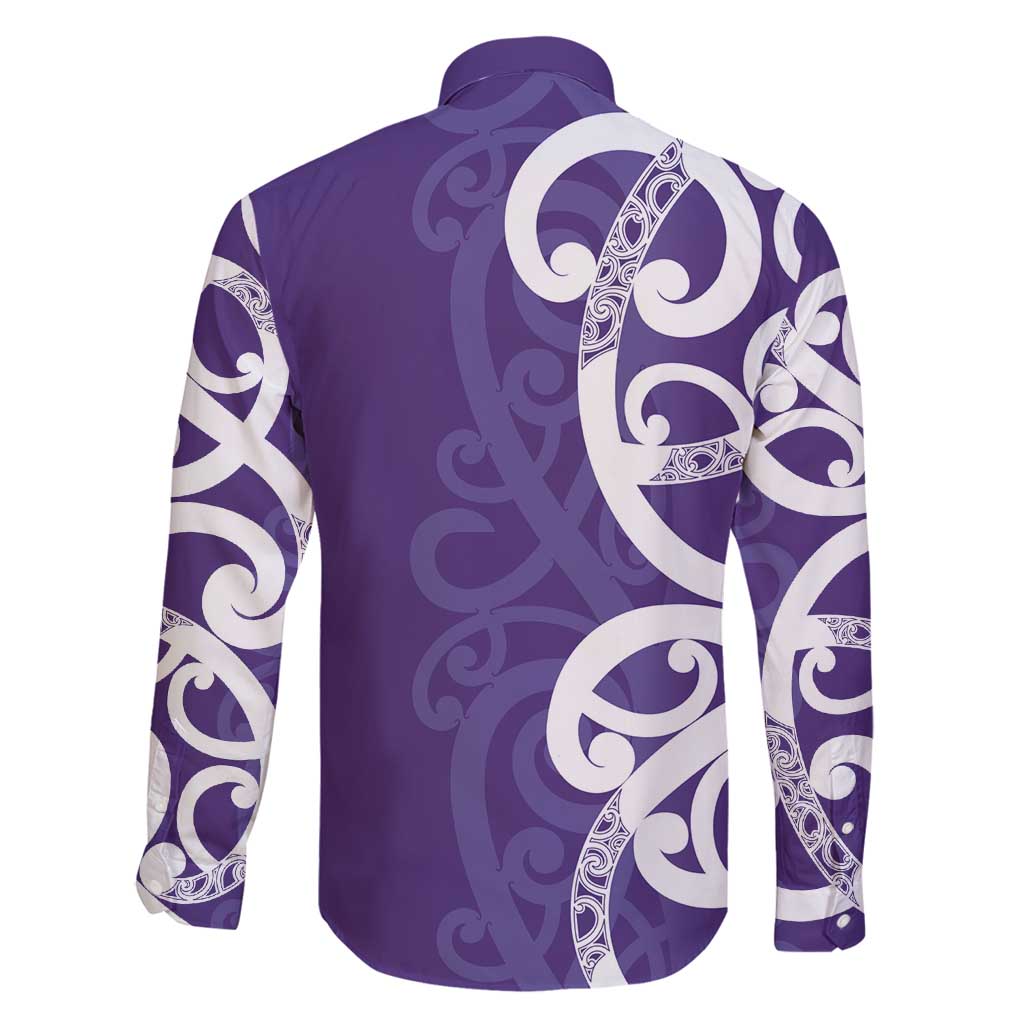 Violet Green Maori Family Matching Off Shoulder Short Dress and Hawaiian Shirt Koru Kowhaiwhai LT7 - Polynesian Pride