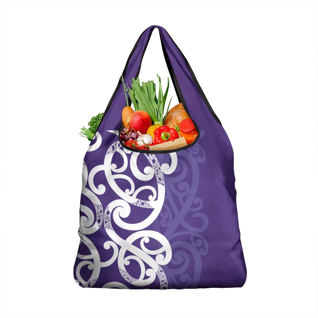 Violet Green Maori Grocery Bag Koru Kowhaiwhai LT7 1-pack One Size Violet - Polynesian Pride