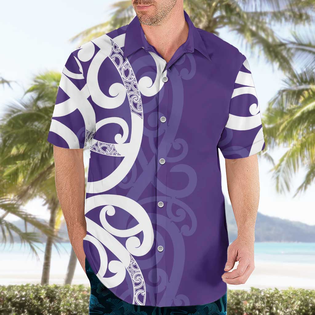 Violet Green Maori Hawaiian Shirt Koru Kowhaiwhai - Polynesian Pride