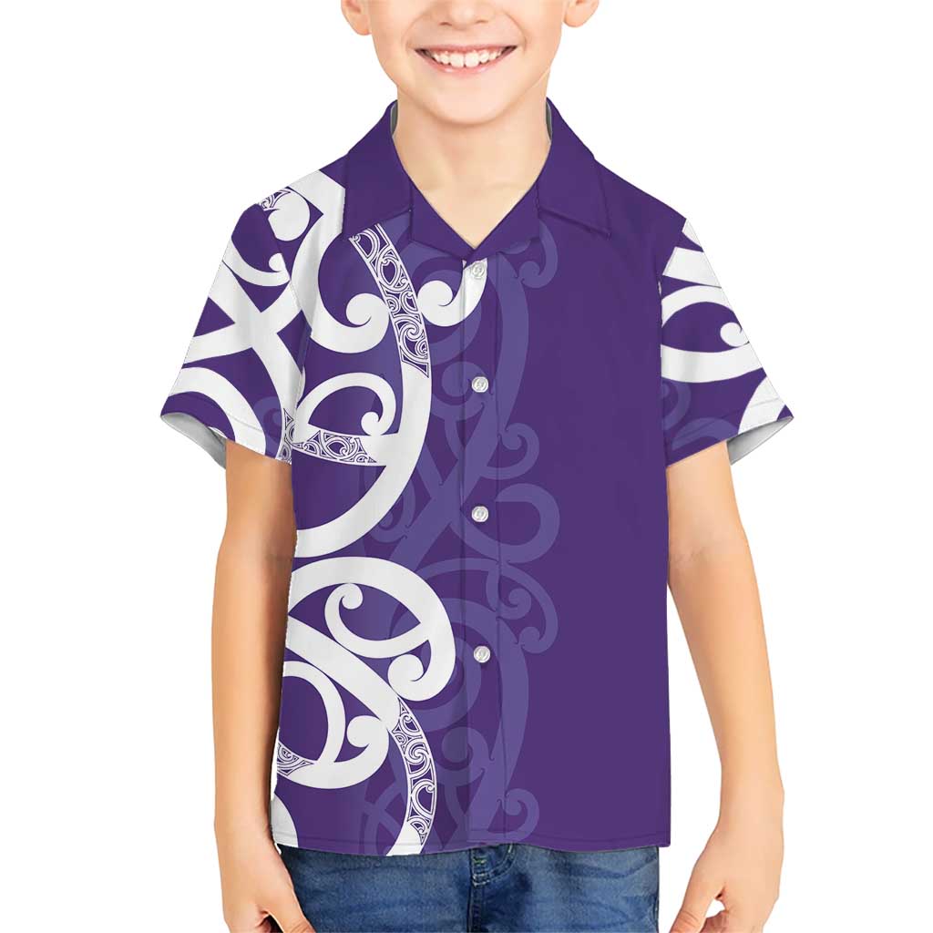 Violet Green Maori Hawaiian Shirt Koru Kowhaiwhai - Polynesian Pride