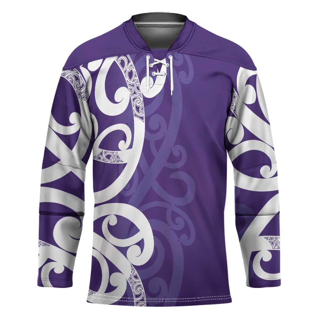Violet Green Maori Hockey Jersey Koru Kowhaiwhai LT7 Unisex Violet - Polynesian Pride