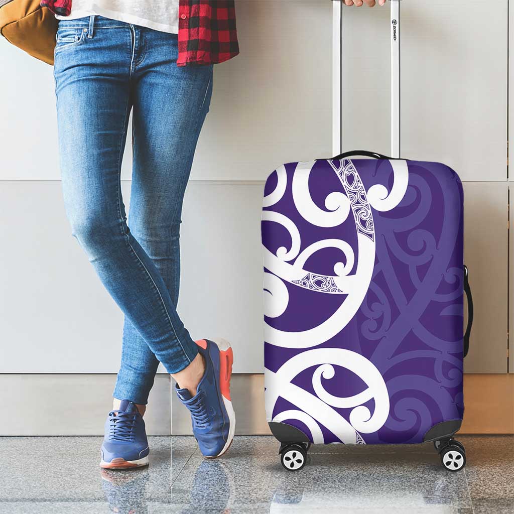 Violet Green Maori Luggage Cover Koru Kowhaiwhai LT7 - Polynesian Pride