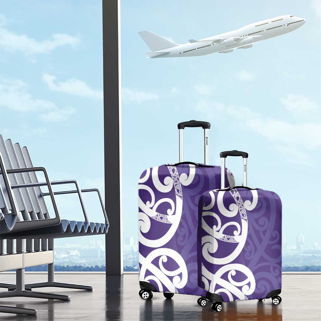 Violet Green Maori Luggage Cover Koru Kowhaiwhai LT7 - Polynesian Pride