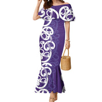 Violet Green Maori Mermaid Dress Koru Kowhaiwhai - Polynesian Pride