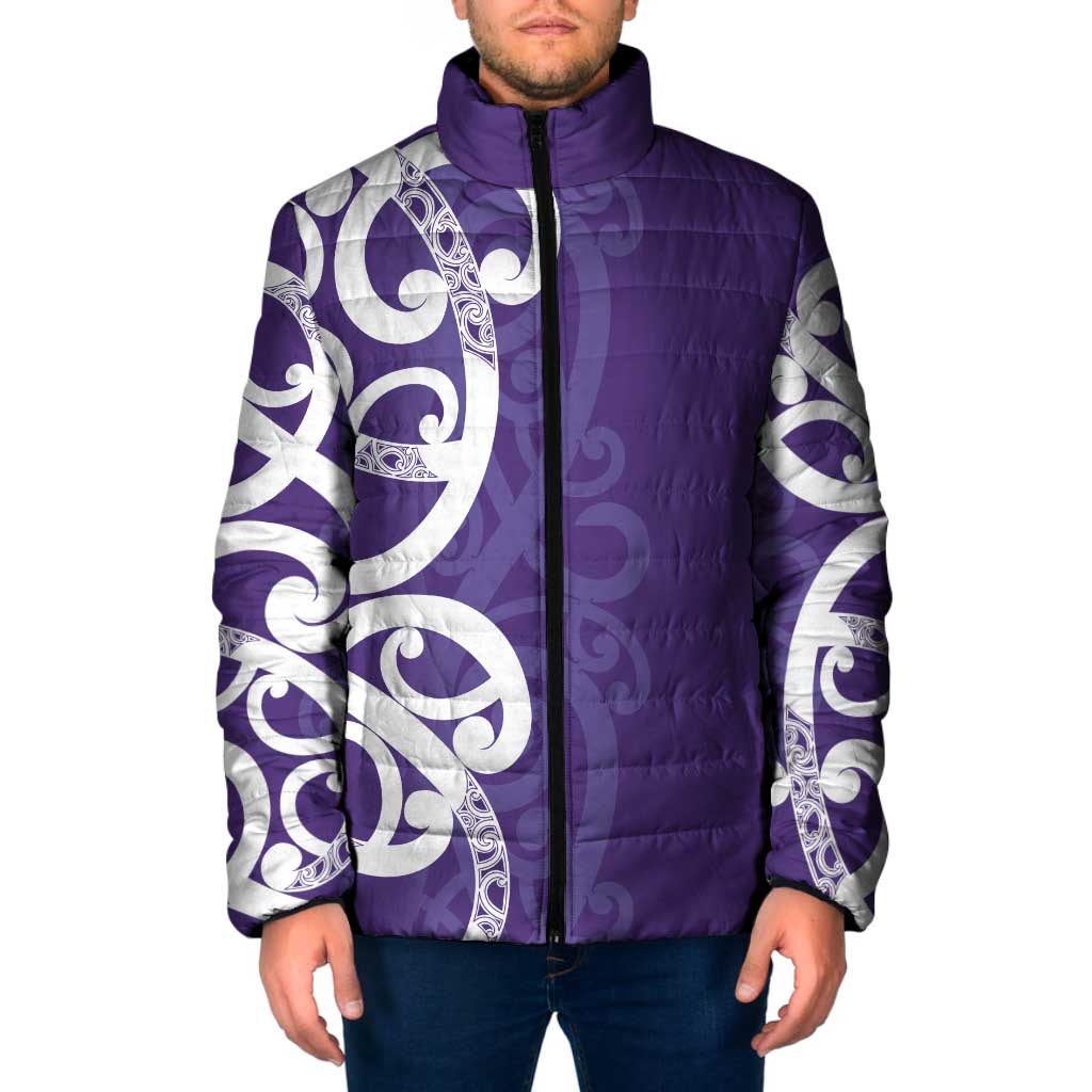 Violet Green Maori Padded Jacket Koru Kowhaiwhai - Polynesian Pride