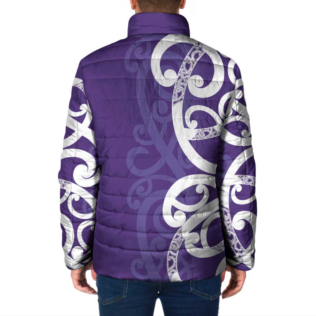Violet Green Maori Padded Jacket Koru Kowhaiwhai - Polynesian Pride