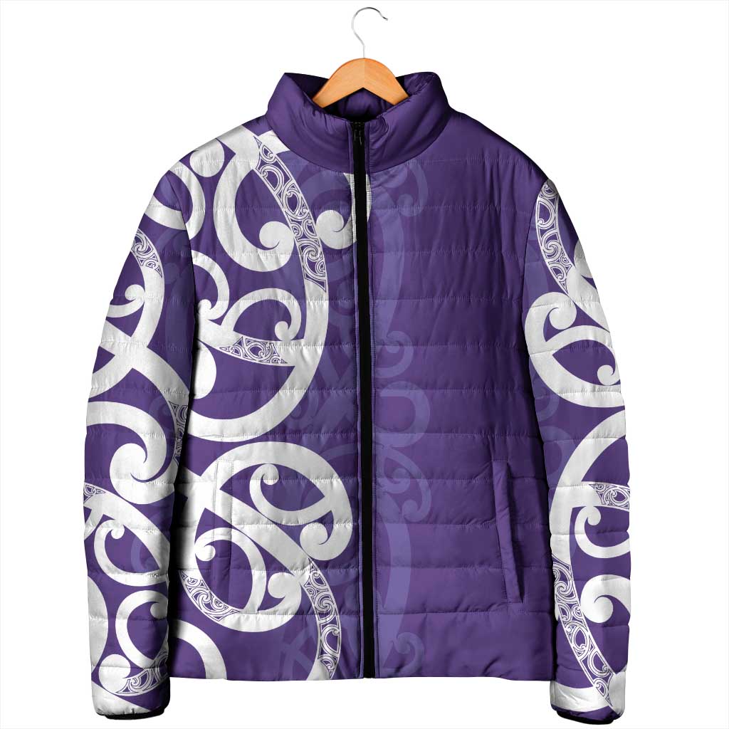 Violet Green Maori Padded Jacket Koru Kowhaiwhai - Polynesian Pride