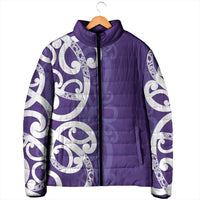 Violet Green Maori Padded Jacket Koru Kowhaiwhai - Polynesian Pride