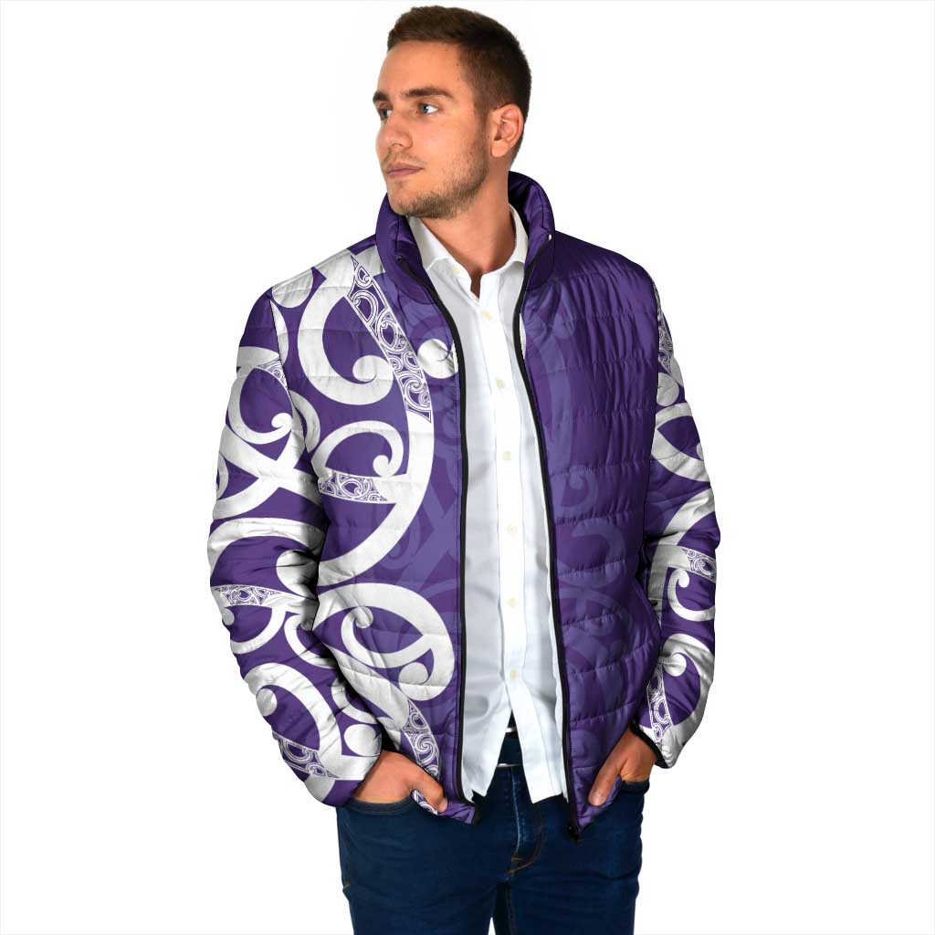Violet Green Maori Padded Jacket Koru Kowhaiwhai - Polynesian Pride