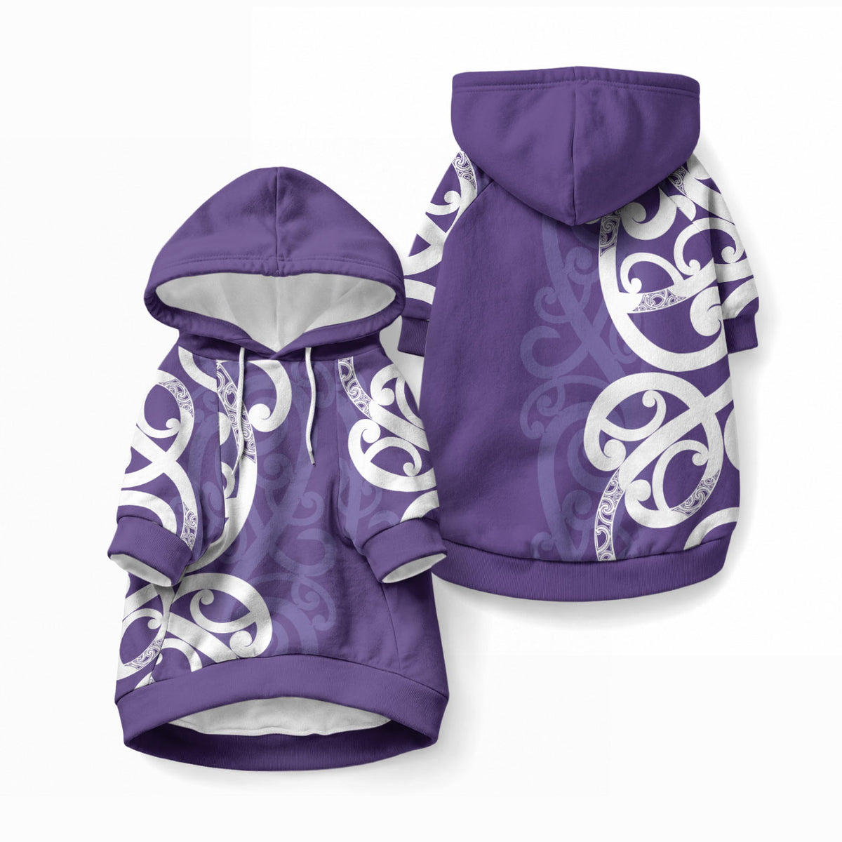 Violet Green Maori Pet Hoodie Koru Kowhaiwhai