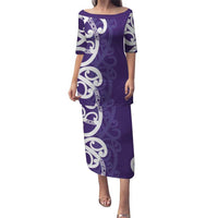 Violet Green Maori Puletasi Koru Kowhaiwhai - Polynesian Pride