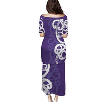 Violet Green Maori Puletasi Koru Kowhaiwhai - Polynesian Pride