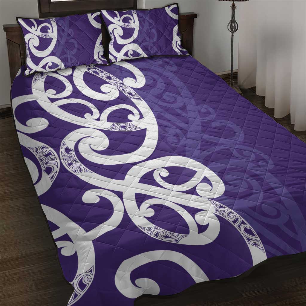 Violet Green Maori Quilt Bed Set Koru Kowhaiwhai - Polynesian Pride