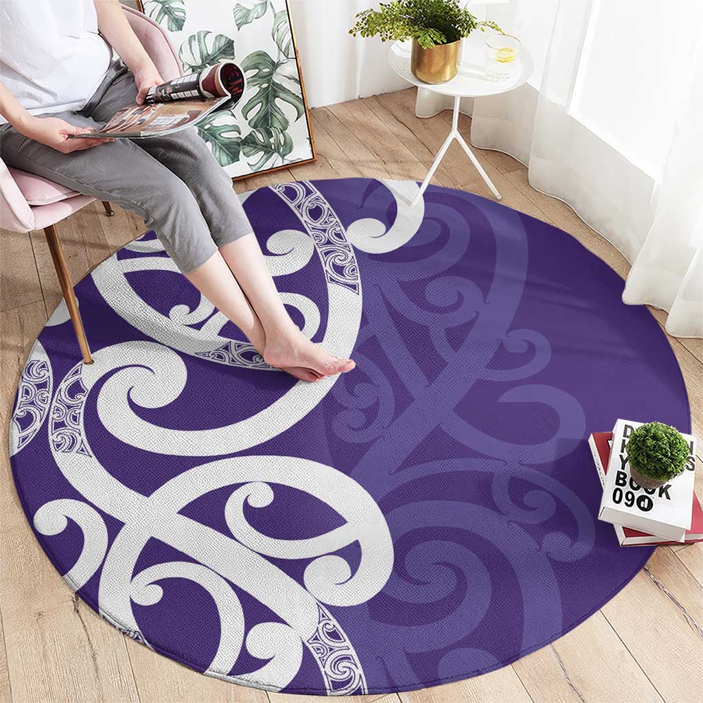 Violet Green Maori Round Carpet Koru Kowhaiwhai - Polynesian Pride