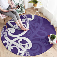 Violet Green Maori Round Carpet Koru Kowhaiwhai - Polynesian Pride