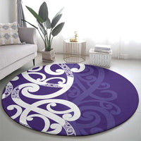Violet Green Maori Round Carpet Koru Kowhaiwhai - Polynesian Pride