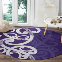 Violet Green Maori Round Carpet Koru Kowhaiwhai - Polynesian Pride