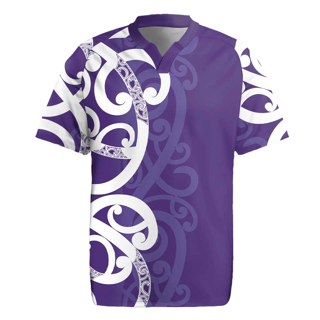 Violet Green Maori Rugby Jersey Koru Kowhaiwhai - Polynesian Pride