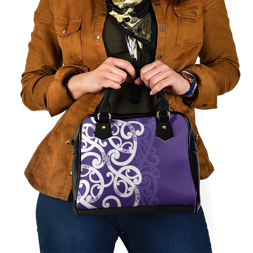 Violet Green Maori Shoulder Handbag Koru Kowhaiwhai LT7 - Polynesian Pride