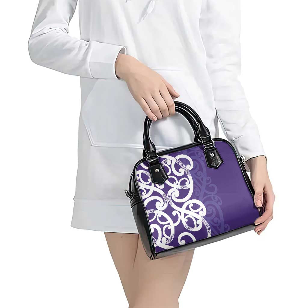 Violet Green Maori Shoulder Handbag Koru Kowhaiwhai LT7 - Polynesian Pride