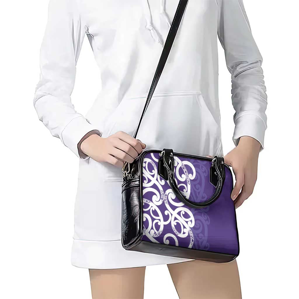 Violet Green Maori Shoulder Handbag Koru Kowhaiwhai LT7 - Polynesian Pride