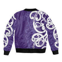 Violet Green Maori Sleeve Zip Bomber Jacket Koru Kowhaiwhai - Polynesian Pride